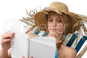 Beach - Young woman relax with book in bikini