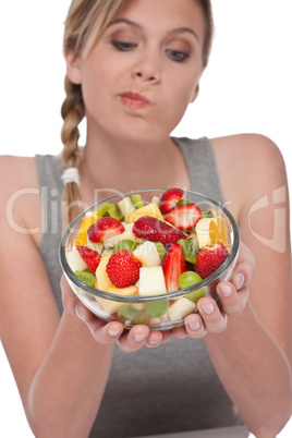 Healthy lifestyle series - Woman with fruit salad