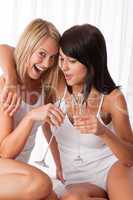Lesbian couple having fun together