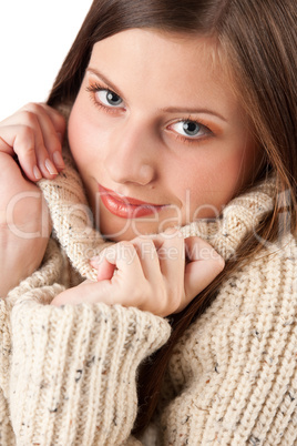 Portrait of beautiful young woman wearing turtleneck