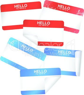 Vector set of blank adhesive name badges.