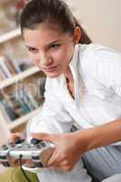Students - Female teenager playing video game