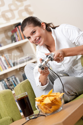 Students - Female teenager playing video game