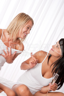 Two young women having fun together