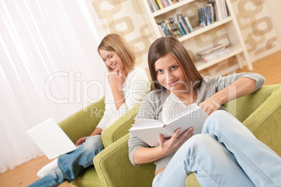 Students - Two female teenager studying