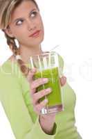 Healthy lifestyle series - Woman with kiwi juice