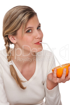 Healthy lifestyle series - Woman holding orange