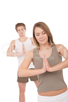 Fitness - Young healthy couple in yoga position