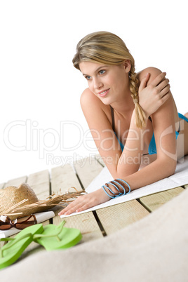 Beach - Happy woman in bikini relax Beach - Happy woman in bikini relax