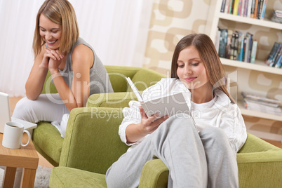 Students - Two female students studying in lounge