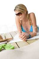 Beach - Happy woman relax in bikini with sunglasses