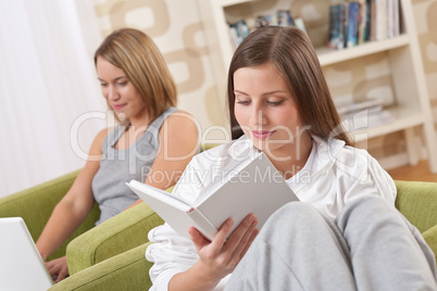 Students - Two female students studying in lounge