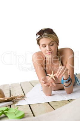 Beach - Happy woman relax in bikini Beach - Happy woman relax in bikini