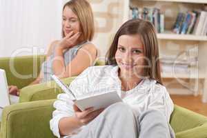 Students - Two female students studying in lounge