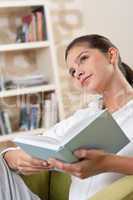 Students - Female teenager reading book