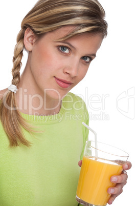 Healthy lifestyle series - Woman holding glass of orange juice