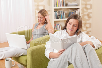 Students - Two female students studying in lounge