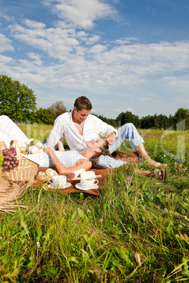 Picnic - Romantic couple in spring nature