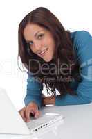 Happy smiling woman with laptop