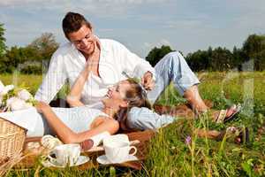 Picnic - Romantic couple in spring nature