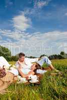 Picnic - Romantic couple in spring nature