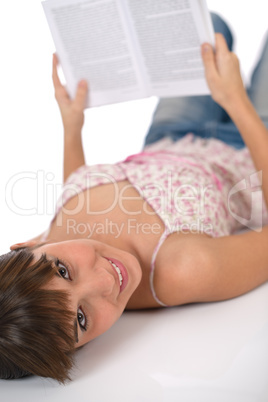 Student - Happy female teenager read book