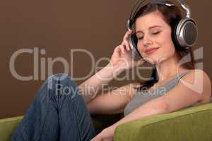 Student series - Young brown hair woman listening to music