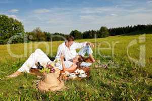 Picnic - Romantic couple in spring nature