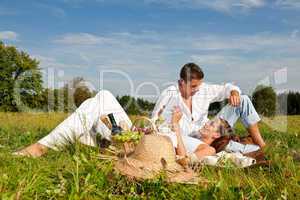 Picnic - Romantic couple in spring nature