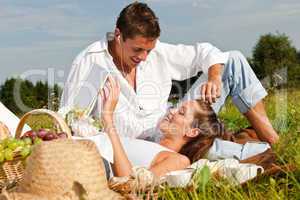 Picnic - Romantic couple in spring nature