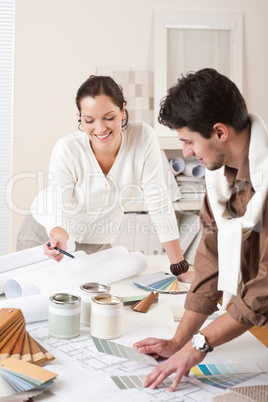 Two interior designer working at office