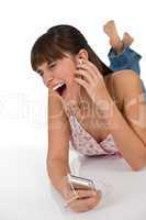 Student - Happy female teenager listen to music