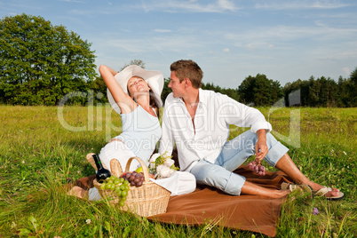 Picnic - Romantic couple in spring nature