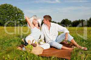 Picnic - Romantic couple in spring nature