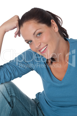 Happy young woman looking at camera