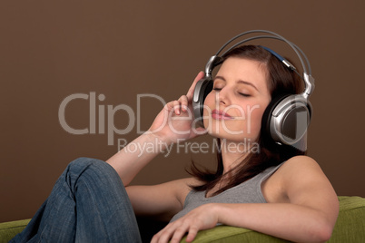 Student series - Beautiful brown hair woman with headphones