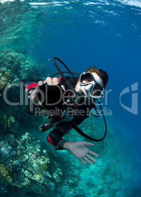 Female scuba diver.