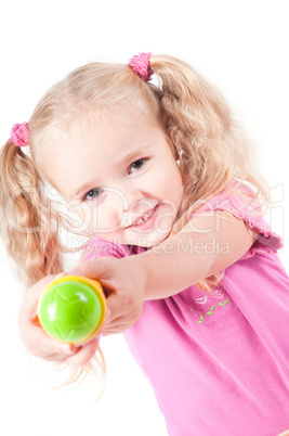 Little cute girl in studio