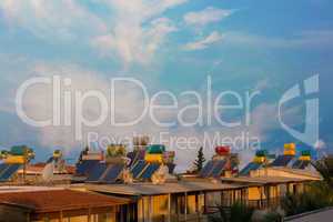 Hot water solar heating systems on rooftop
