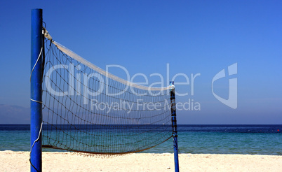 Volleyball net on an empty beach