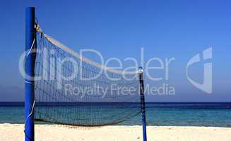 Volleyball net on an empty beach