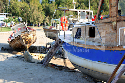 Fishing boat being repaired