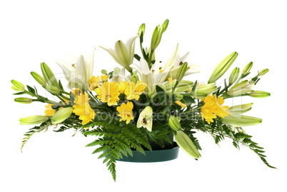 Yellow daisy and white flowers arrangement