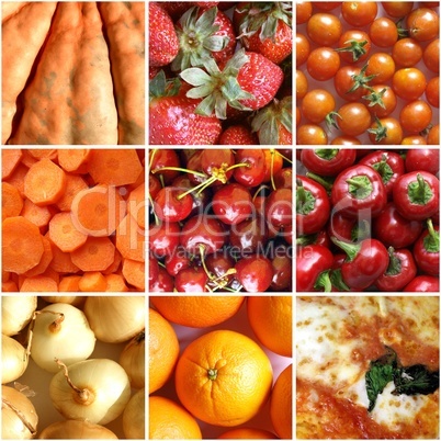 Red food collage