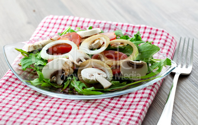 Salat mit Rucola und Pilzen / salad with arugula and fungi