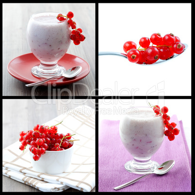 Collage von Johannisbeeren und Smoothie / collage of currant and