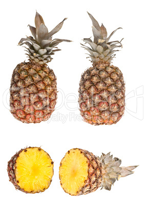 Whole and half pinapple