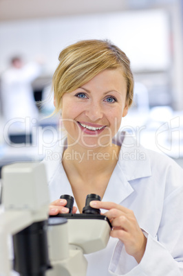 Joyful female scientist
