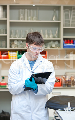 Concentrated male scientist