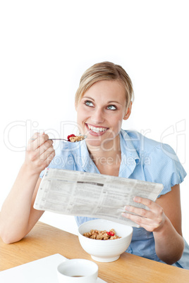 woman having breakfast